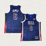 Camiseta LeBron James NO 6 USA 2025 Azul