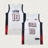 Camiseta Jayson Tatum NO 10 USA 2024 Blanco