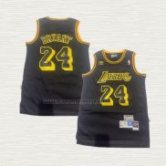 Camiseta Kobe Bryant NO 24 Los Angeles Lakers Hardwood Classics Negro