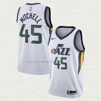 Camiseta Donovan Mitchell NO 45 Utah Jazz Association Blanco