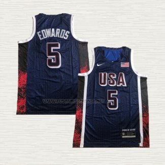 Camiseta Anthony Edwards NO 5 USA 2024 Juegos Olimpicos Azul