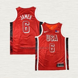 Camiseta LeBron James NO 6 USA 2024 Juegos Olimpicos Rojo