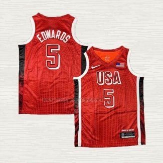 Camiseta Anthony Edwards NO 5 USA 2024 Juegos Olimpicos Rojo