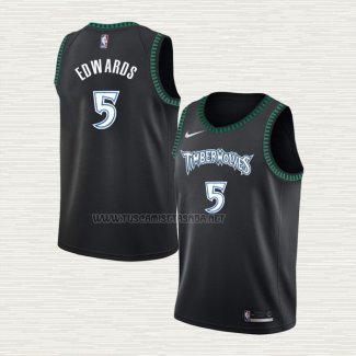 Camiseta Anthony Edwards NO 5 Minnesota Timberwolves Classic Negro