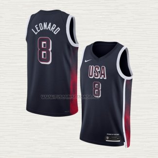 Camiseta Kawhi Leonard NO 8 USA 2024 Azul 1