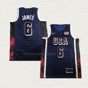 Camiseta LeBron James NO 6 USA 2024 Juegos Olimpicos Azul